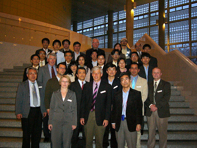Participants at the entrance of the Tsukuba International Congress Center (7 April 2008)