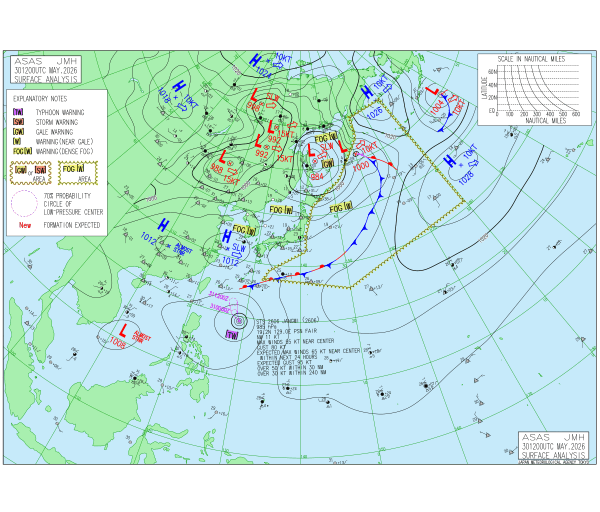 アジア太平洋 実況天気図