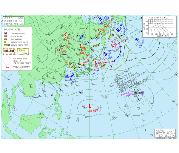 アジア太平洋 実況天気図