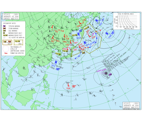 アジア太平洋 実況天気図