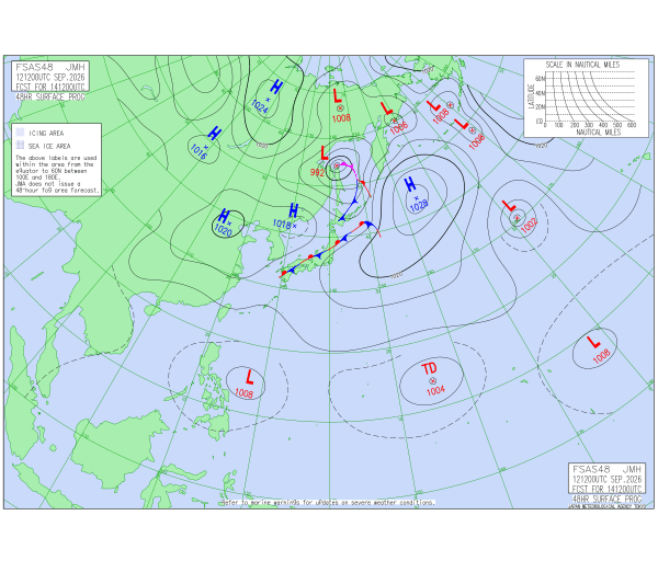アジア太平洋 48時間予想図