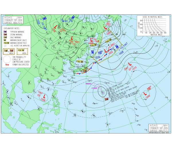 台風25号ドゥージェン アジア太平洋実況天気図