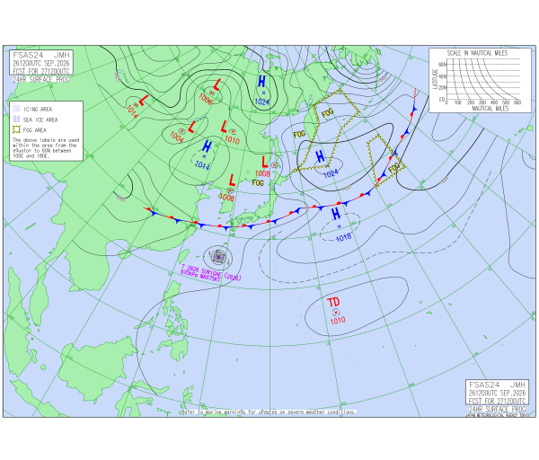 台風26号スリゲ 24時間予想天気図