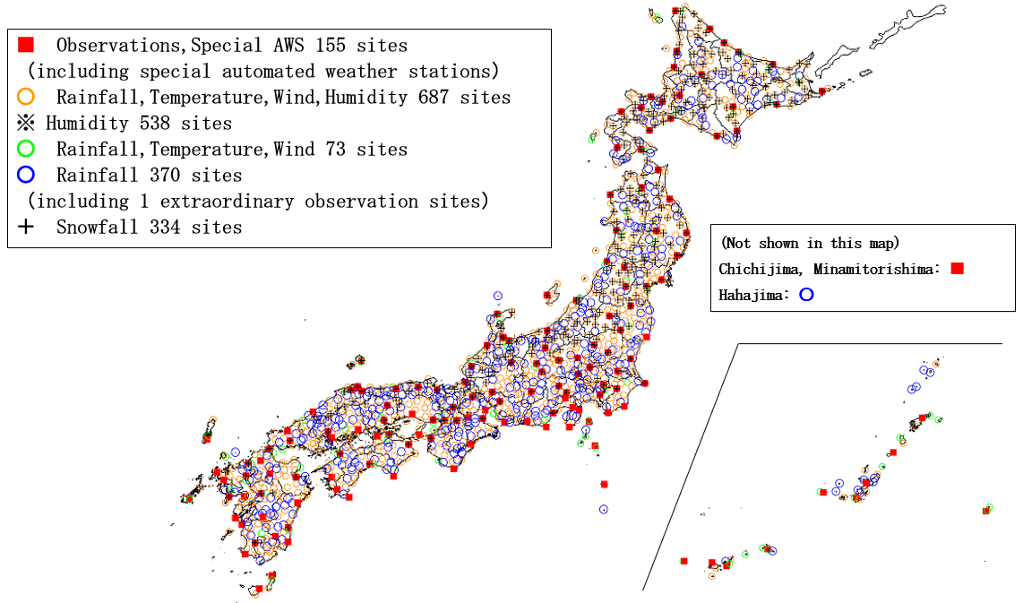 AMeDAS observation network (as of 30 November 2016)