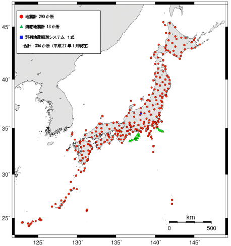 図。地震観測網