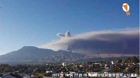 写真。阿蘇山　噴煙の状況