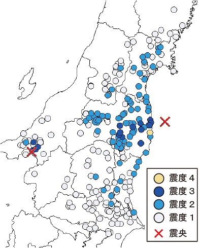 図。複数の地震がほぼ同時に発生した例