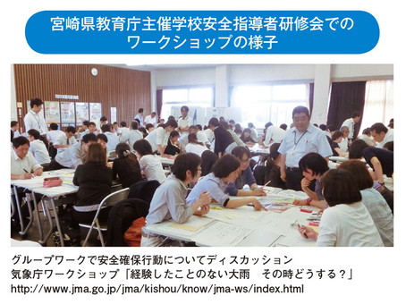 宮崎県教育庁主催学校安全指導者研修会でのワークショップの様子