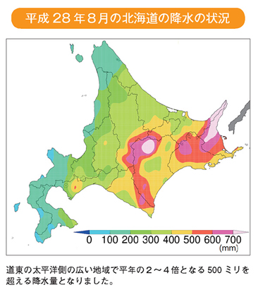平成28年８月の北海道の降水の状況