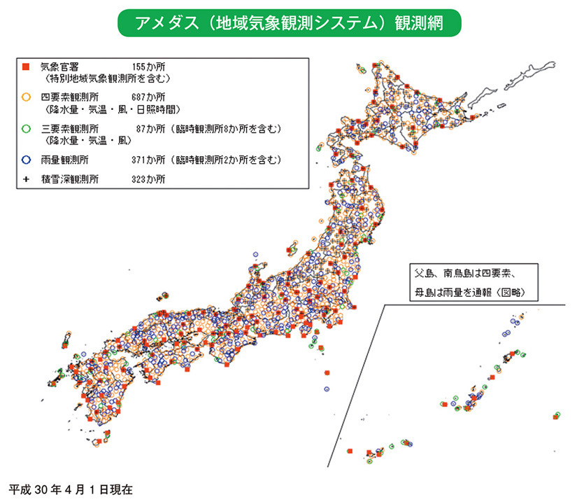 アメダス(地域気象観測システム)観測網
