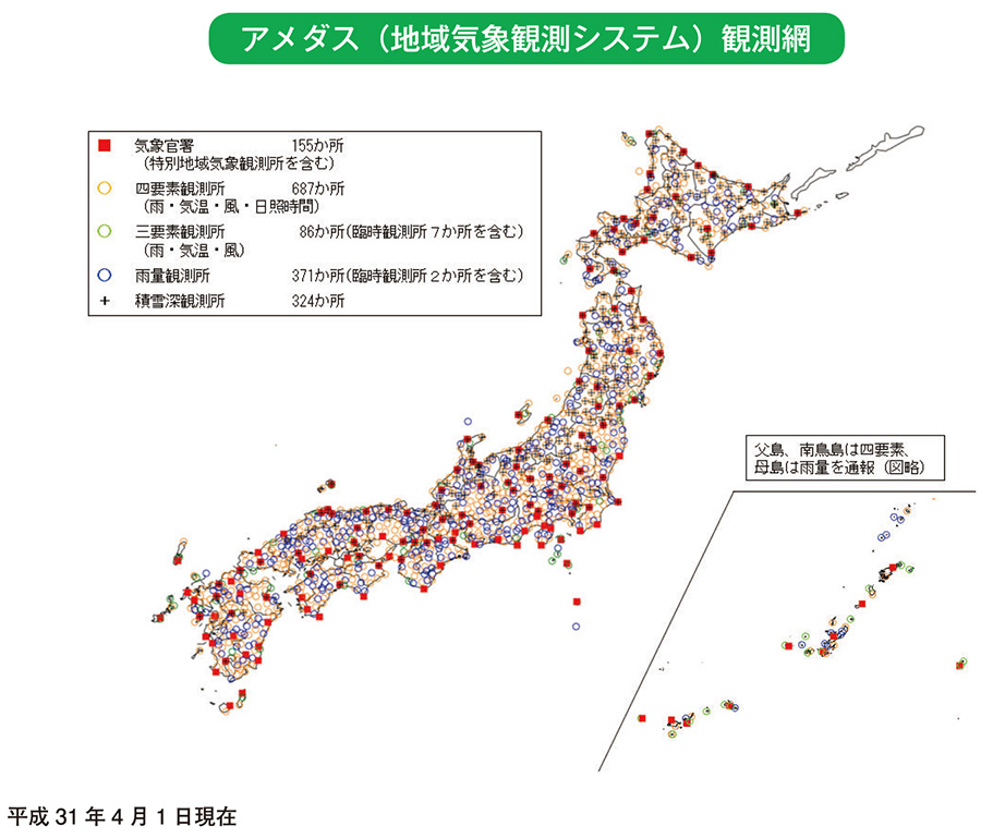 アメダス(地域気象観測システム)観測網