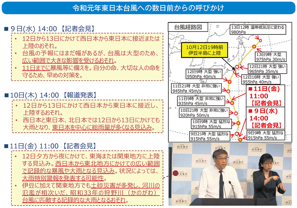 令和元年東日本台風への数日前からの呼びかけ