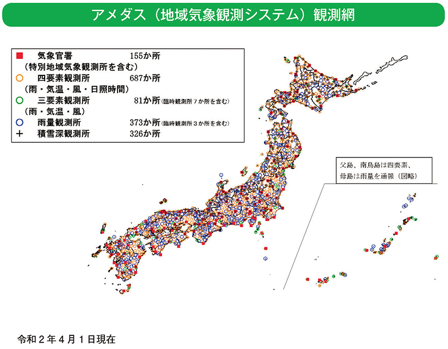 アメダス（地域気象観測システム）観測網