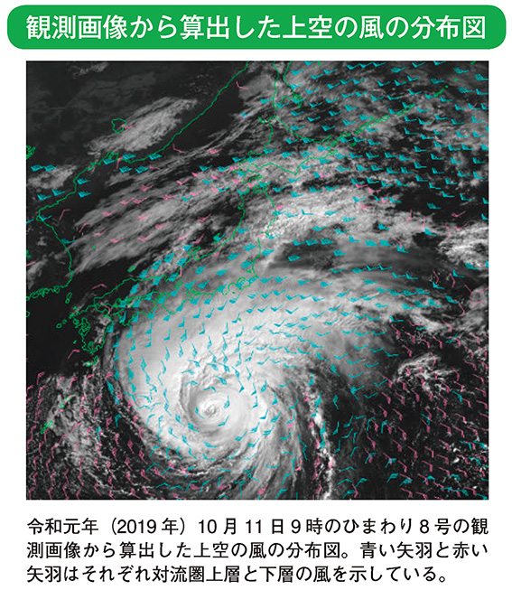 観測画像から算出した上空の風の分布図