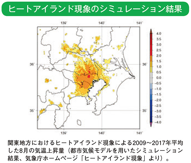 ヒートアイランド現象のシミュレーション結果