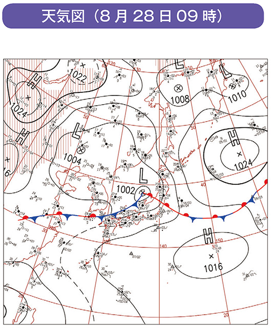 天気図(8月28日09時)