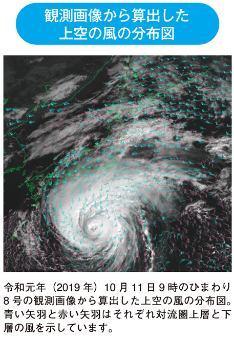 観測画像から算出した上空の風の分布図