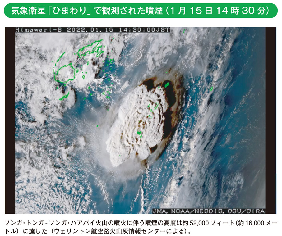 気象衛星「ひまわり」で観測された噴煙（1月15日14時30分）