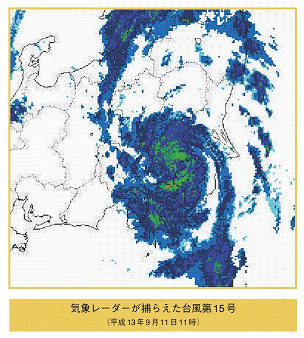 気象レーダーが捕らえた台風15号