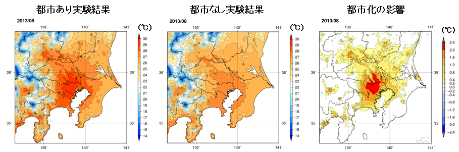 関東地方における2013年8月の月平均気温の実験結果