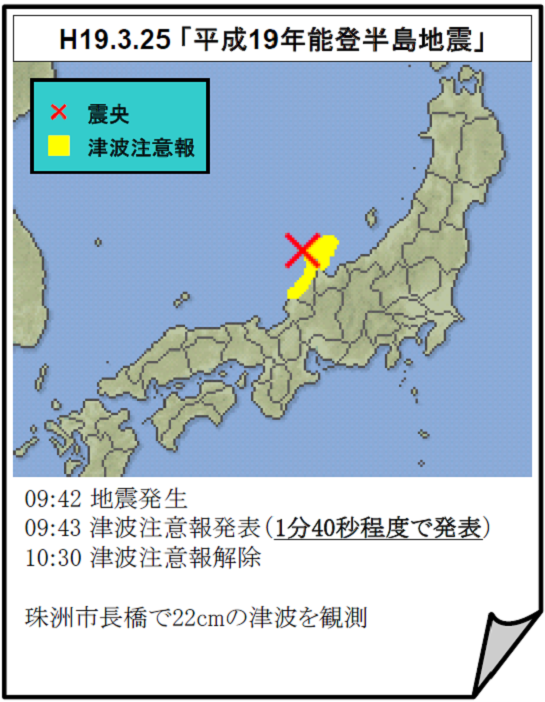 能登半島地震の際に発表した津波注意報