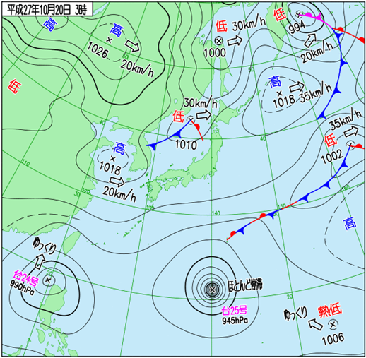 気象庁 日本周辺域 実況天気図の説明