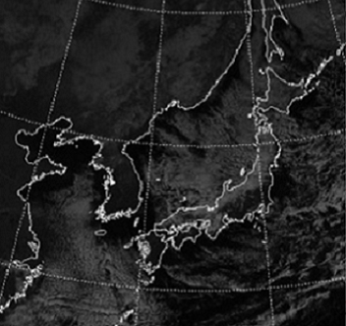 衛星画像_冬型の気圧配置による筋状の降水エコー