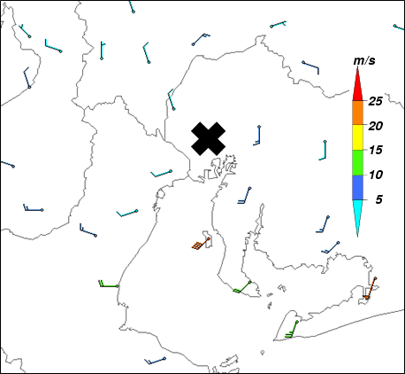 愛知県西部付近のアメダスの風観測